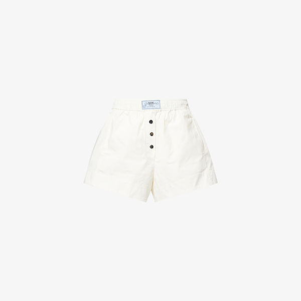 

Хлопковые шорты с эластичной резинкой на талии Cotton Ganni, цвет egret