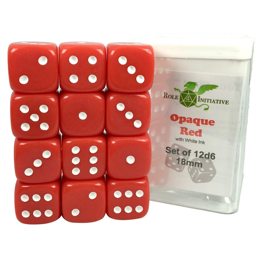 

Аксессуары Role 4 Initiative 18mm d6 Cube: Opaque - Red w/ White Pips (12)