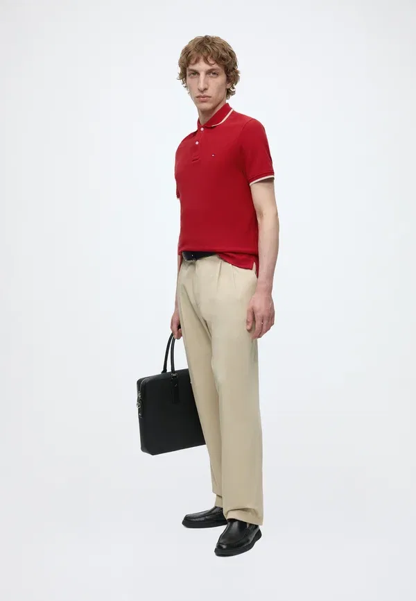 Поло Tommy Hilfiger Pique regular fit, средне-красный — фото 2