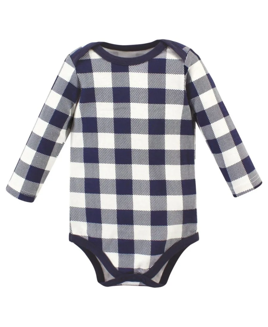 Хлопковые боди с длинными рукавами, комплект из 3 штук Hudson Baby, коричневый темно-синий mamas boy 3-pack — фото 2