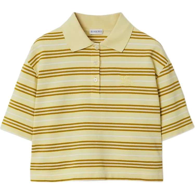 Поло Burberry в полоску, хлопок, snowflake stone color