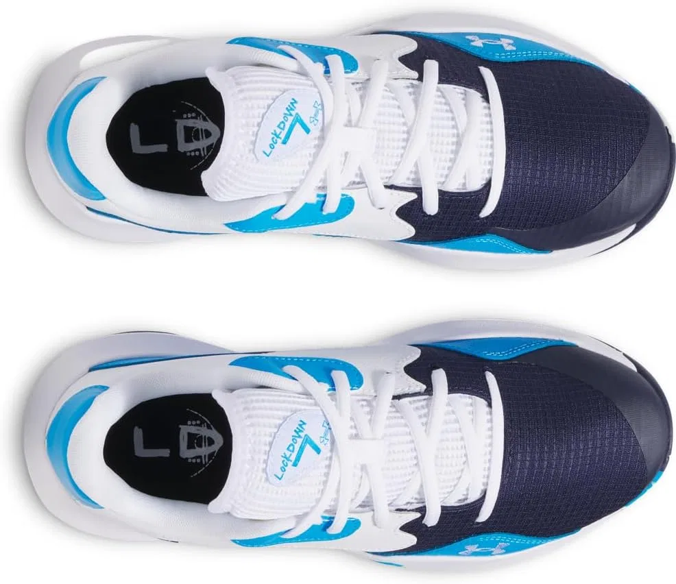 Мужские баскетбольные кроссовки Under Armour UA Lockdown 7 Low, Midnight Navy Electric Blue White — фото 4