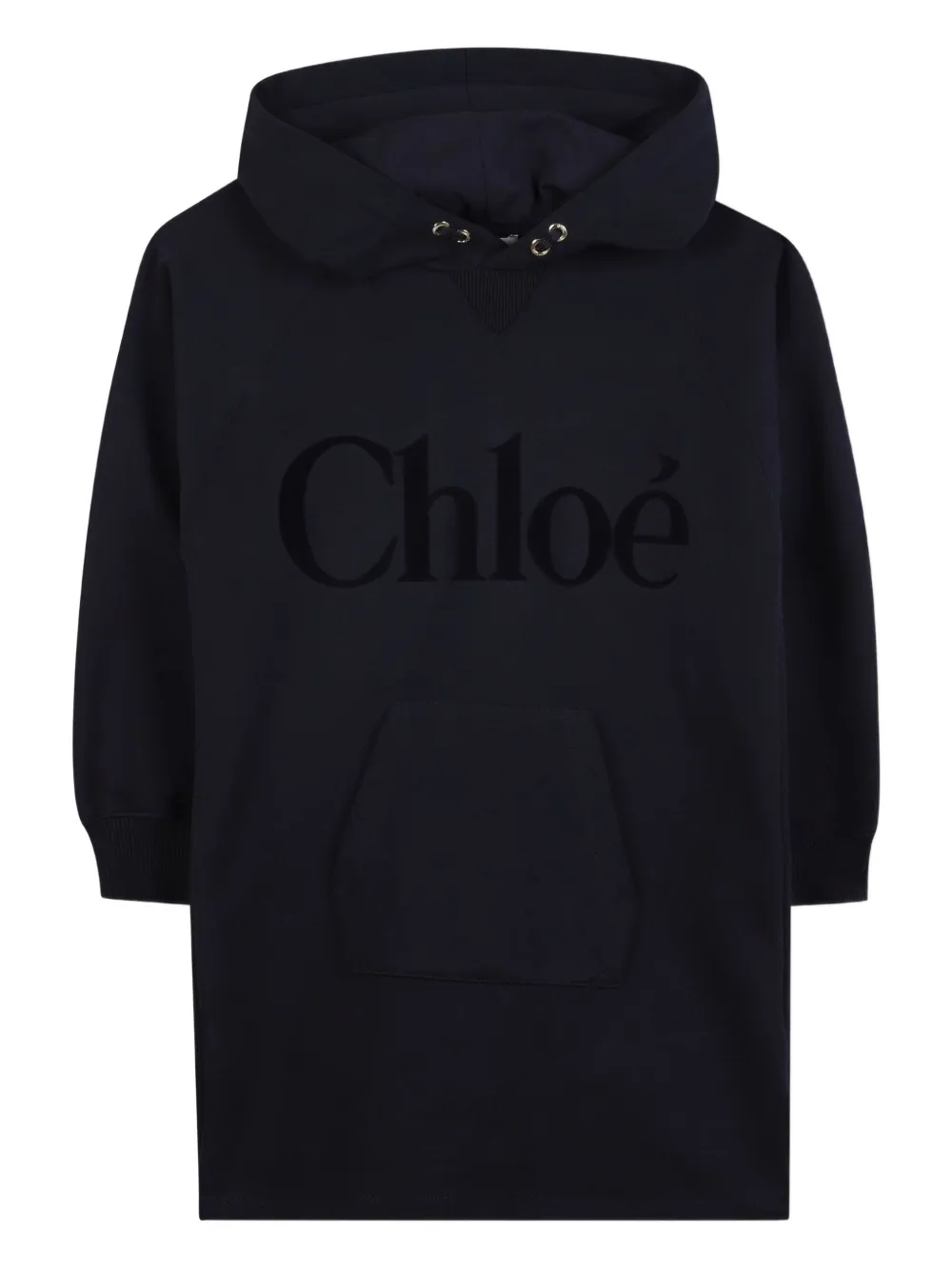 

Платье с капюшоном и логотипом Chloé Kids, синий