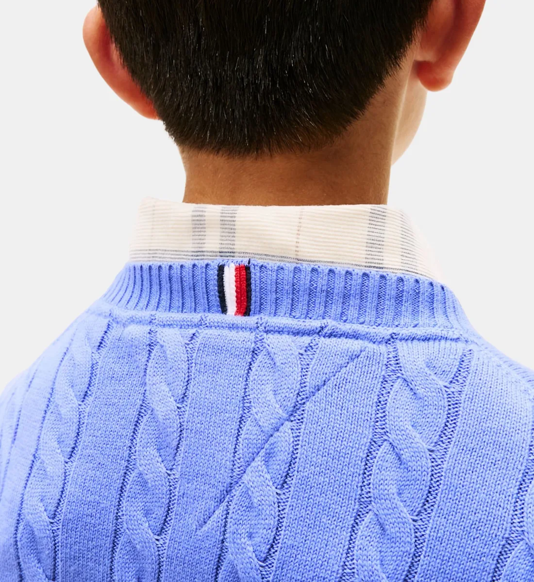 Вязаный свитер косичкой Tommy Hilfiger, голубой — фото 4