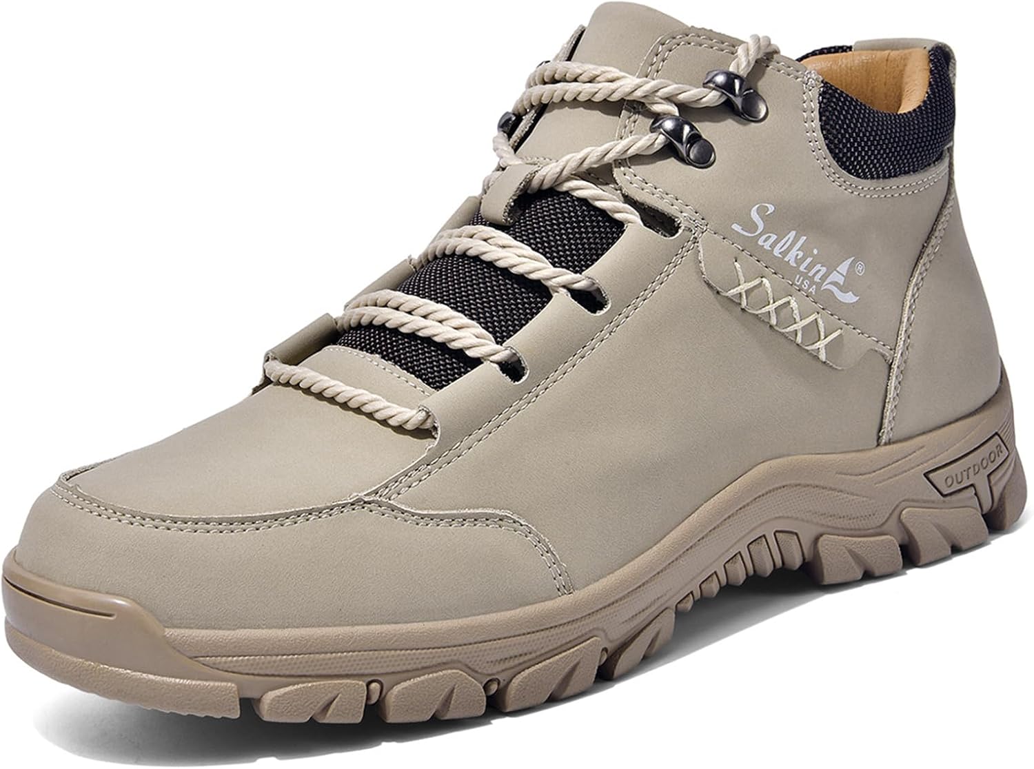 

Мужские кожаные ботинки Chukka с круглым носком, на шнуровке, модные, дышащие, комфортные, средней высоты, с противоскользящей подошвой, для походов, вождения и прогулок на открытом воздухе Nxnbhsl, бежевый