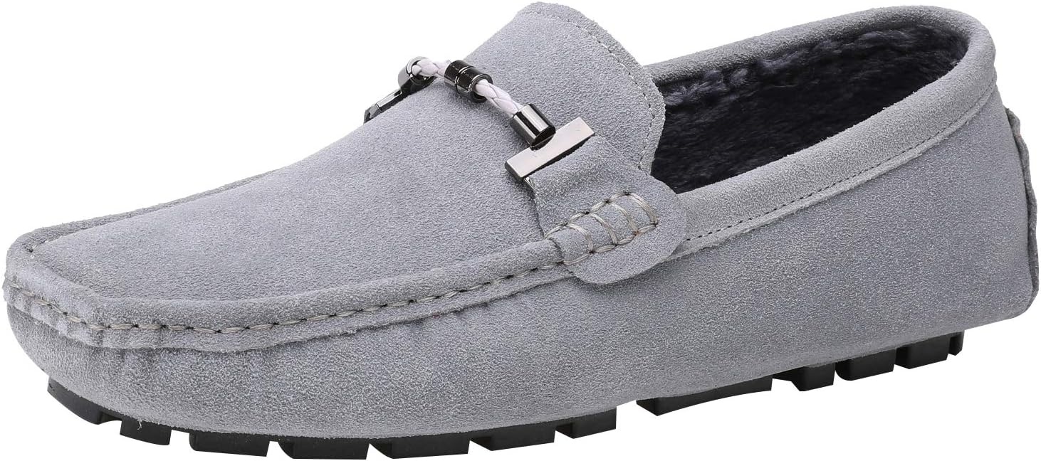 

Мужские элегантные лоферы ANUFER с пряжкой, комфортные замшевые туфли для вождения, стильные мокасины, серый