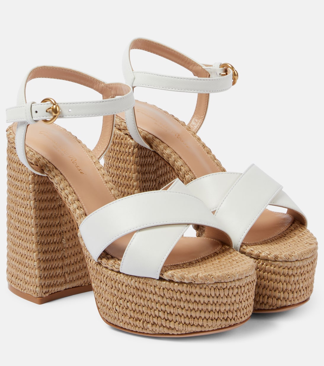 Кожаные сандалии на платформе Gianvito Rossi, White + Naturale