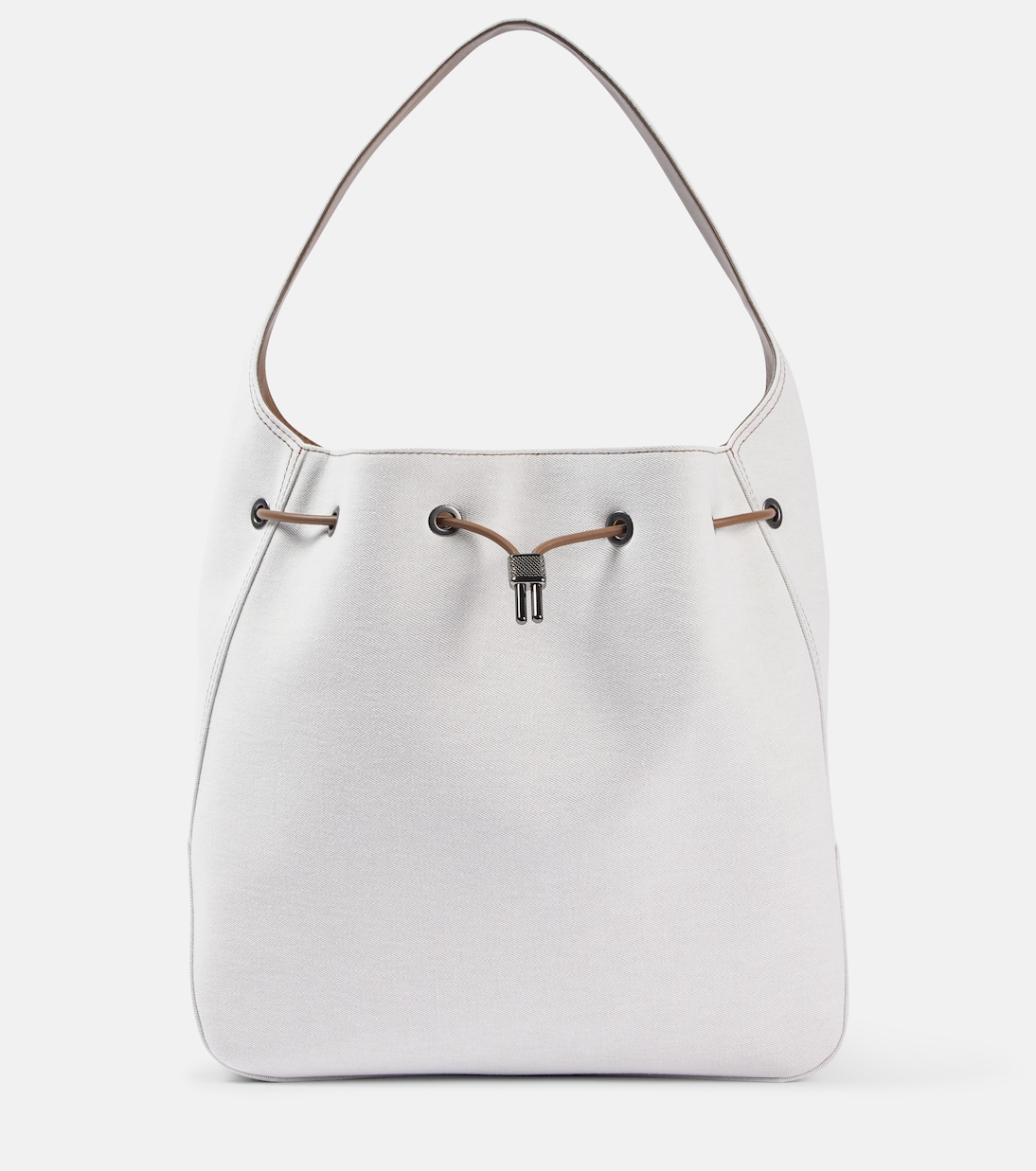 

Большая холщовая сумка-ведро Foulard Brunello Cucinelli, Chalk