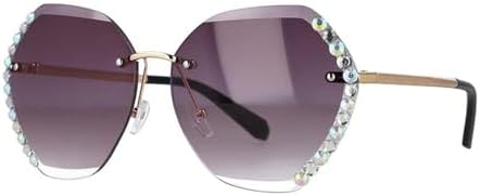 

Ретро-солнцезащитные очки без оправы с бриллиантами 2026 года для женщин, винтажные солнцезащитные очки с зеркальными линзами и защитой от УФ-излучения UV400 MTZJH, Gradient Purple