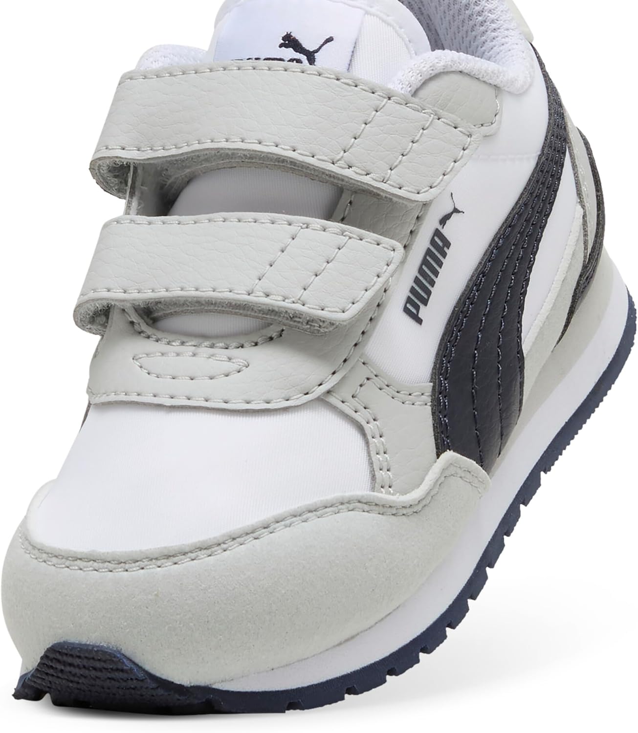 Кроссовки Puma St Runner унисекс-детские на липучке, белый/светло-серый/темно-синий — фото 2