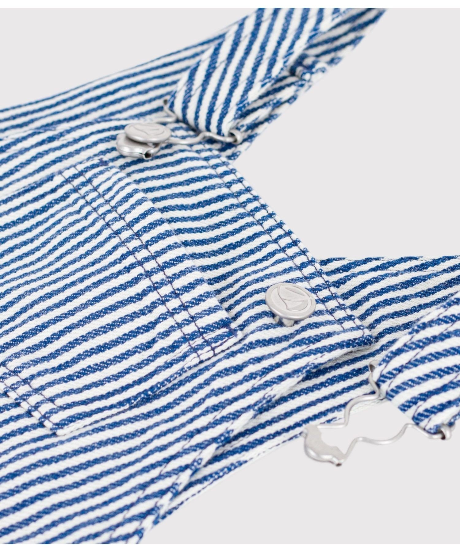 Полосатый короткий комбинезон PETIT BATEAU, Blue/Off White — фото 2