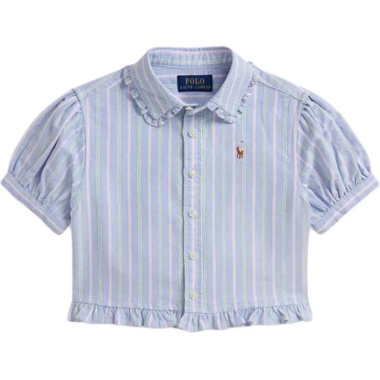 Детская повседневная рубашка Polo Ralph Lauren сине-зелено-розовая