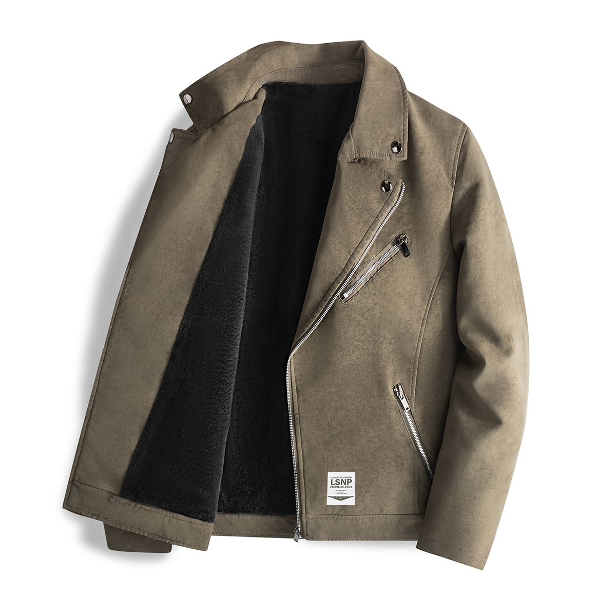 

Кожаная куртка Unisex Stand Collar Thickened LISENPOK, зеленый