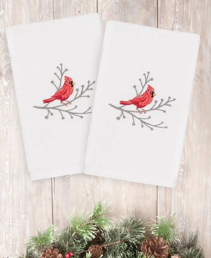 

Полотенце для рук Christmas Cardinal из 100% турецкого хлопка Linum Home, белый