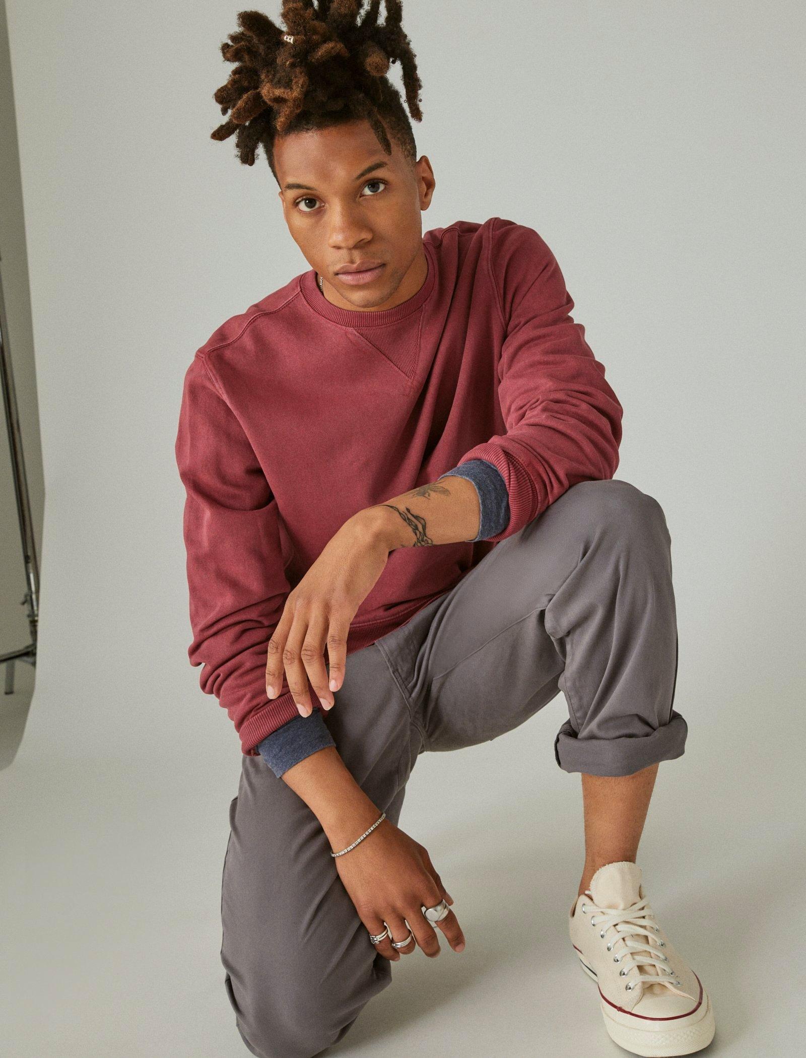

Мужская флисовая толстовка Lucky Brand Cloud Soft с круглым вырезом, цвет brown sugar