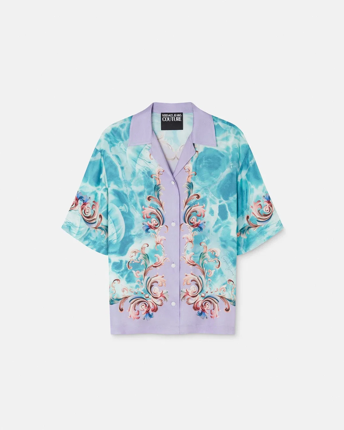 Рубашка из вискозы с принтом Versace, бирюзовый