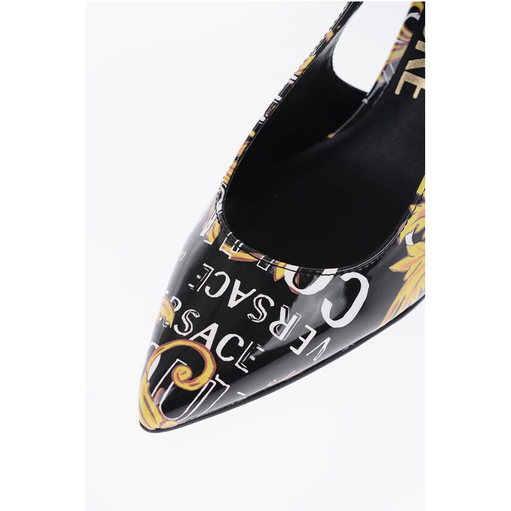 JEANS COUTURE Туфли из искусственной кожи Slingback 9,5 см Versace, Black — фото 4