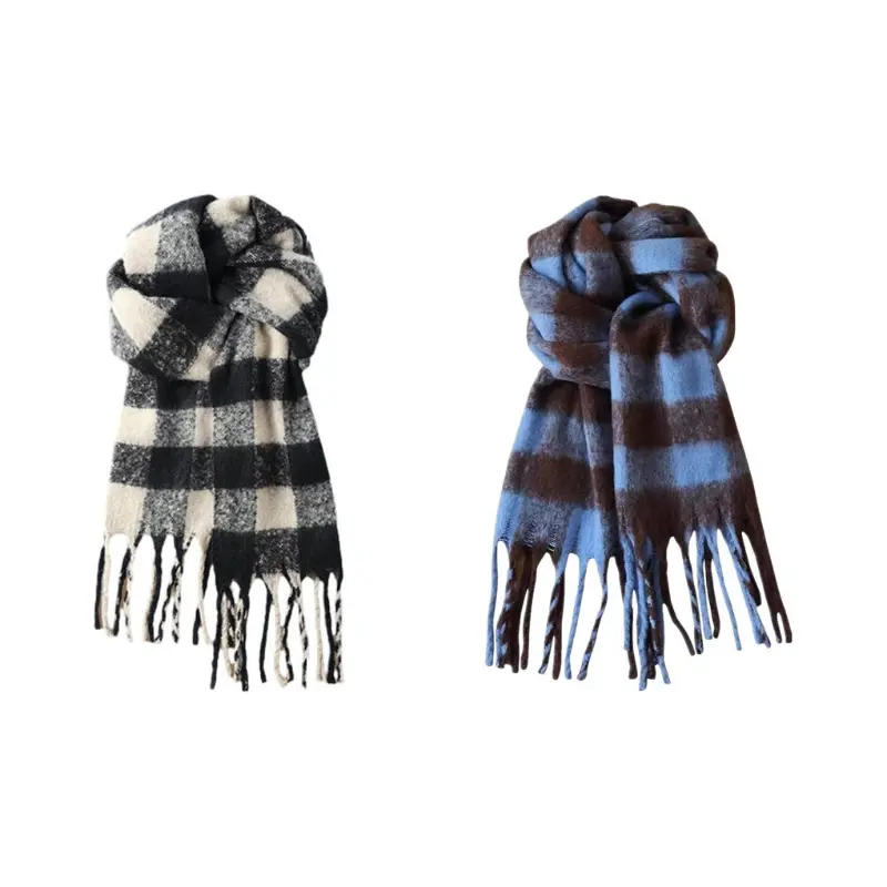 

J W Вязаный шарф унисекс, 2 Pack (Black+Blue)