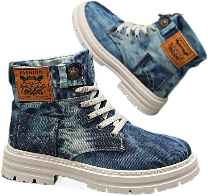 

Мужские высокие кроссовки: прочная толстая подошва, шнуровка, повседневная обувь для улицы и ежедневного ношения Hhhchpm, синий