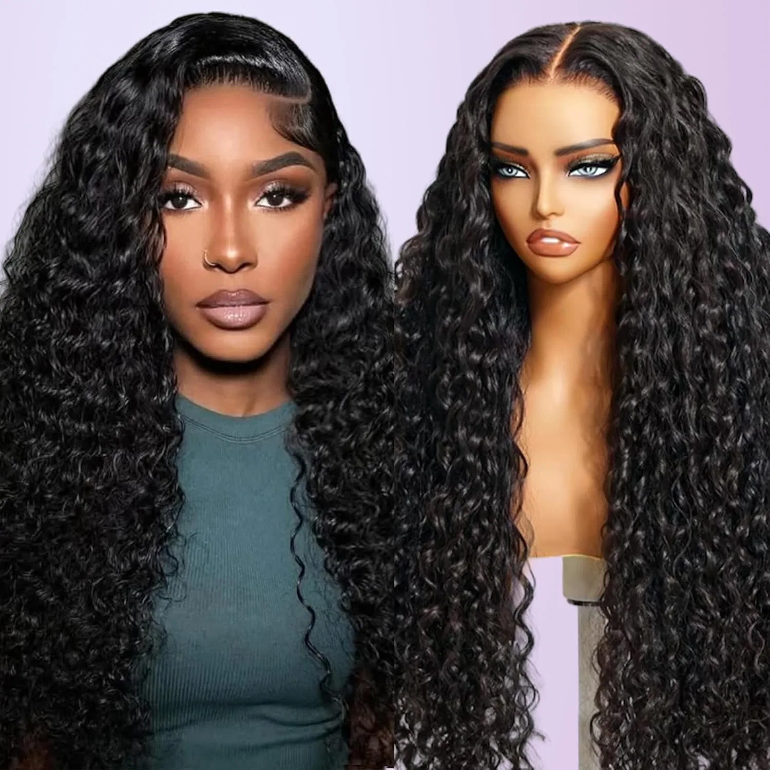 Парик из натуральных волос Water Wave 13x6 HD Lace Front от 180% Density Smilenice, 13 X 6 Water