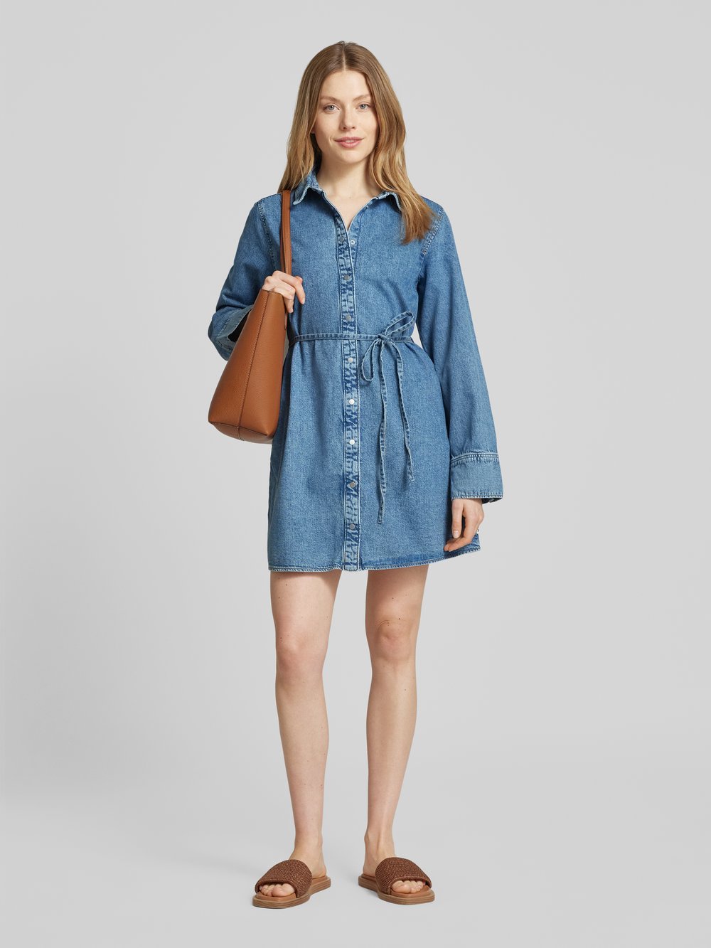 

Джинсовое платье свободного кроя из чистого хлопка Tom Tailor Denim, синий