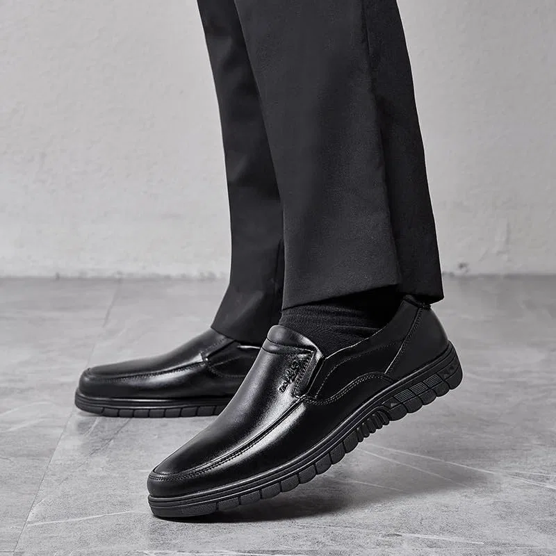 Мужские лоферы Leather Loafers, Black DHFIRUFSHLO — фото 4