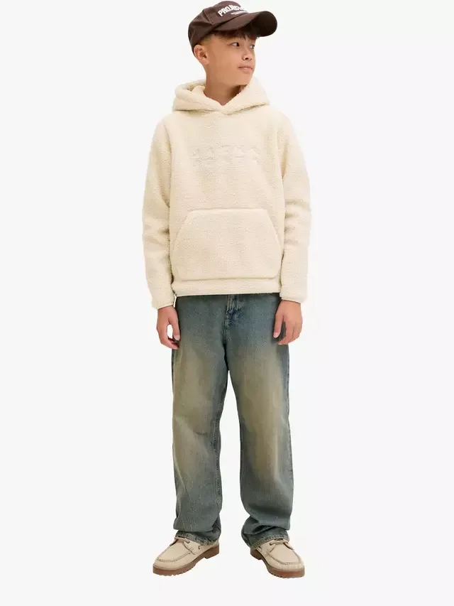 Детская толстовка с капюшоном из плюшевого мишки Flare, цвет овсяный Jack & Jones