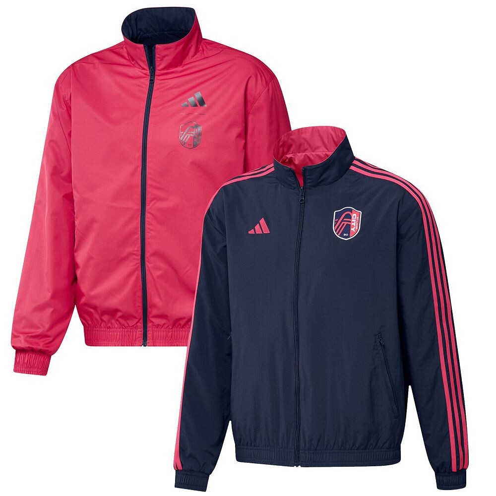 

Мужская двусторонняя командная куртка с молнией во всю длину adidas St. Louis City SC 2023 On-Field Anthem, цвет Slc Navy