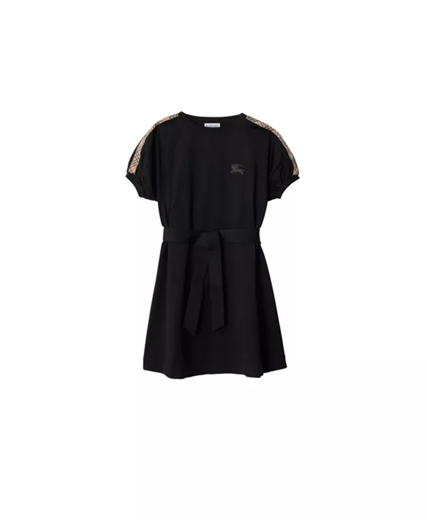 

Хлопковое платье-футболка в клетку для девочек - для малышек и девочек постарше Burberry, черный