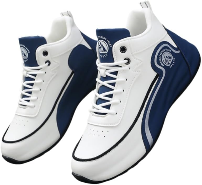 

Мужские кроссовки большого размера для повседневной носки и спорта - с амортизацией, дышащие, противоскользящие, прочные, на толстой подошве, стильные и универсальные, подходят для занятий на улице и повседневной активности Fmshi, белый/синий