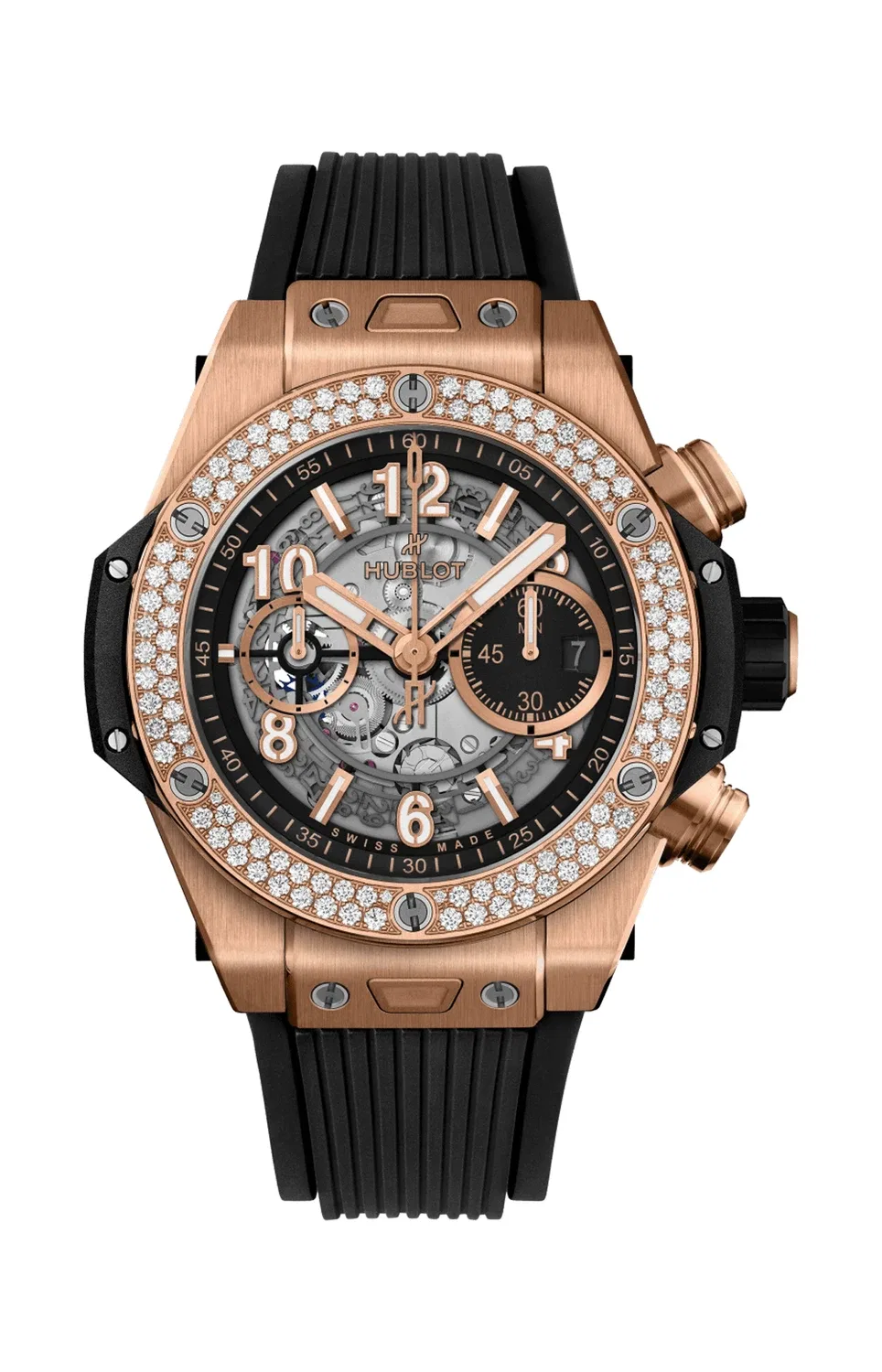 Биг Бенг Уника Кинг Голд с бриллиантами 44 мм - 421.OX.1180.RX.1104 HUBLOT, золотой