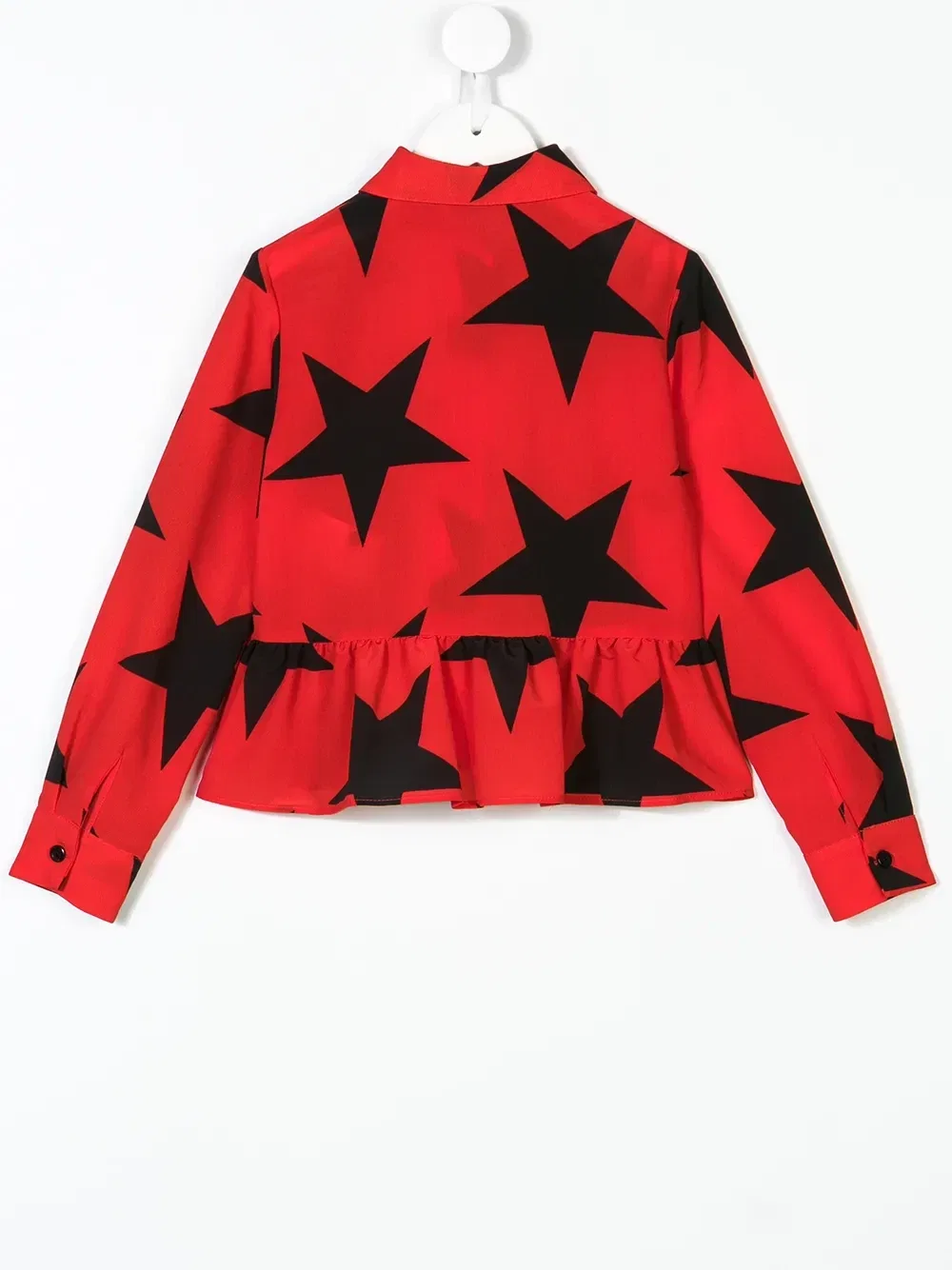 Рубашка с баской и принтом звезд Msgm Kids, красный — фото 2