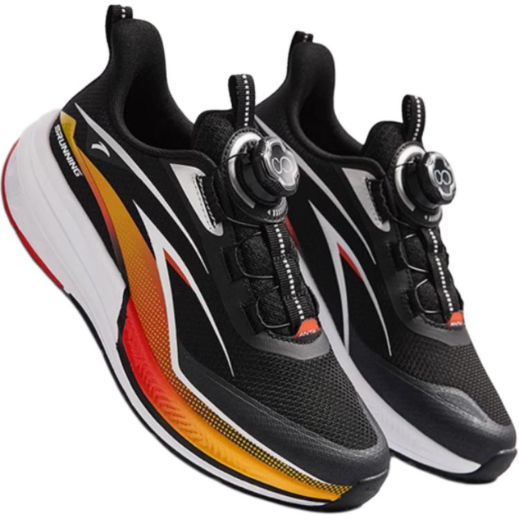 Antakids Антискользящие износостойкие низкие детские беговые кроссовки Black Orange для подростков — фото 4