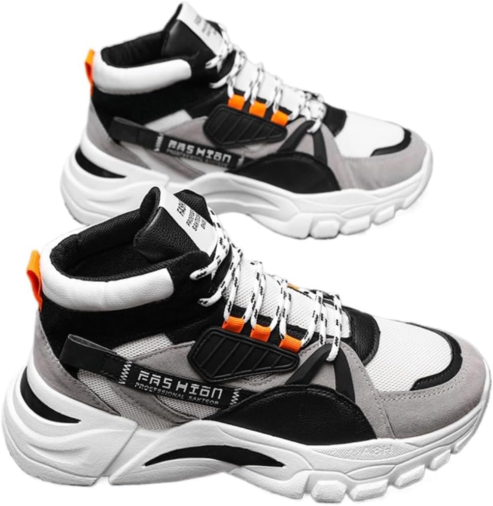 

Кроссовки CTKVbmeoi Y2K высокой посадки из спортивной ткани в уличном стиле для мужчин с контрастными шнурками и буквенным принтом для ходьбы, бега, путешествий и повседневной носки, серый