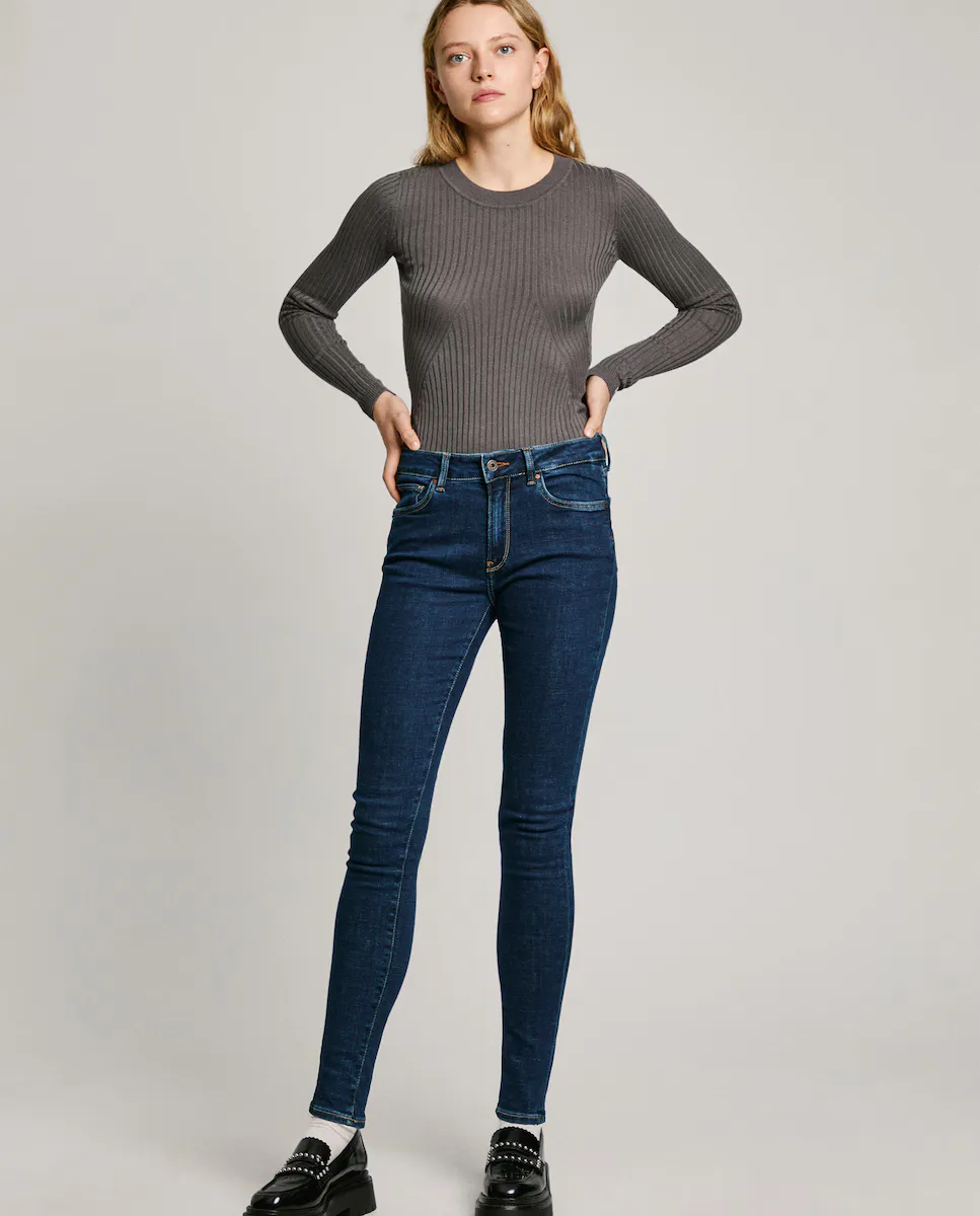 

Женские облегающие джинсы средней посадки Pepe Jeans, синий