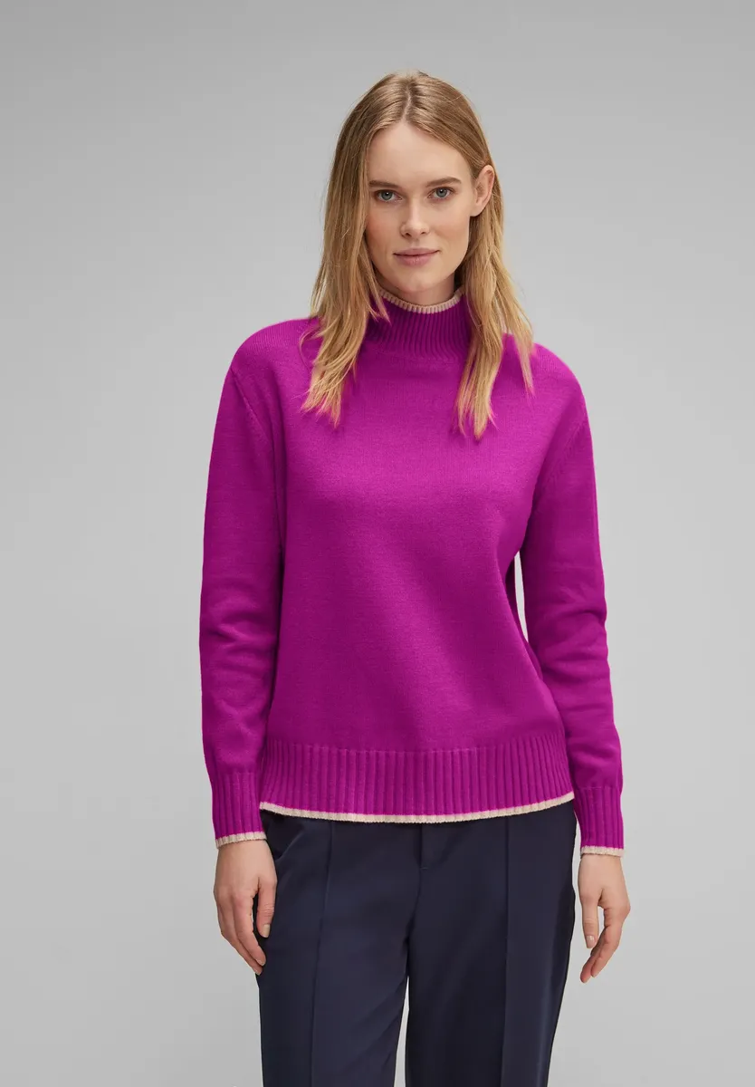 

Однотонный свитер с воротником-стойкой STREET ONE, цвет Purple Cozy Pink