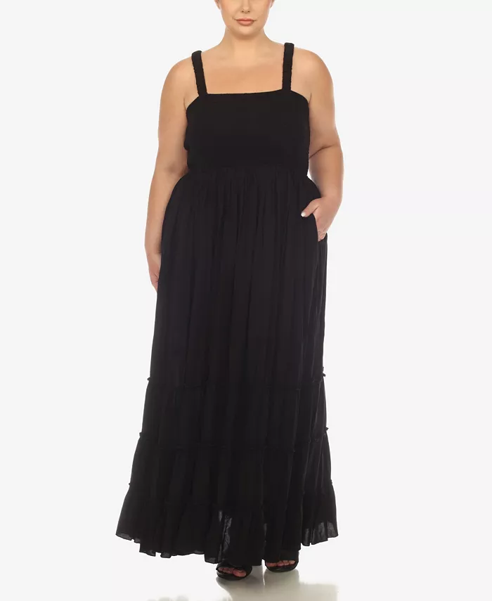 

Платье макси с рюшами и сборкой Plus Size White Mark, черный
