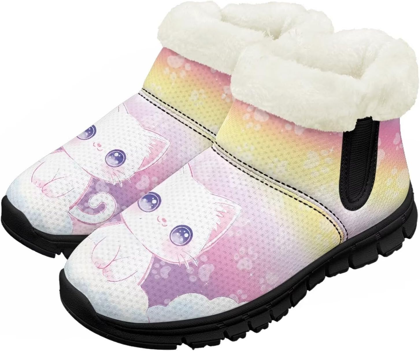 

Детские зимние ботинки Chririnla для мальчиков и девочек, утепленные высокие кеды «босиком» с противоскользящей подошвой и флисовой подкладкой, пушистые слипоны, белый