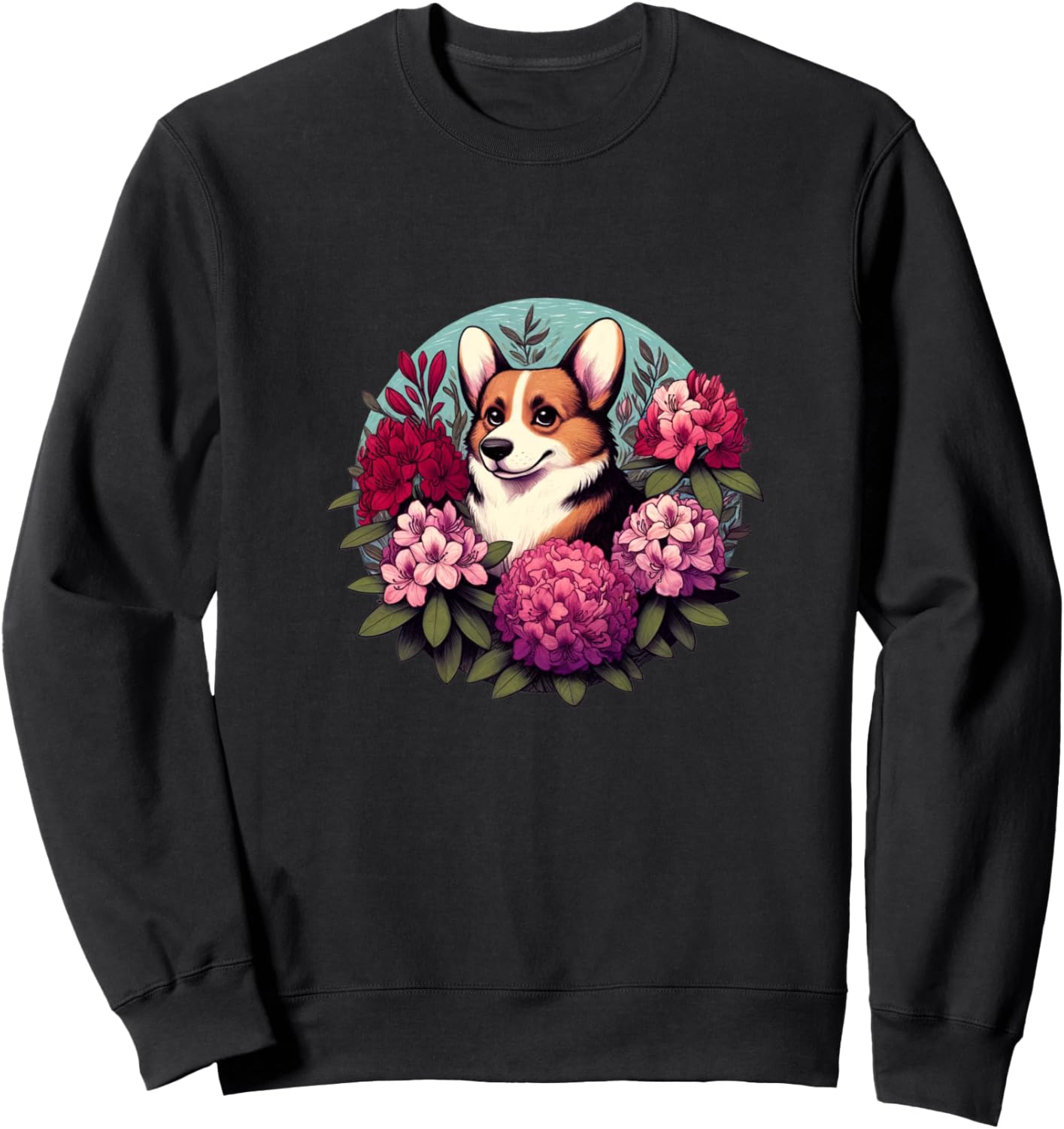

Толстовка с изображением корги от ArtFun Corgi Flowers Rhododendron Snugg, черный
