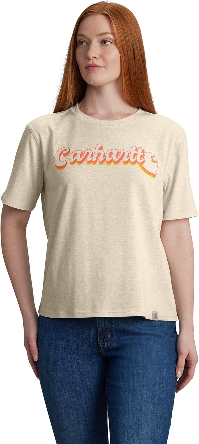 

Carhartt Women's 106833 футболка из серии Tencel Fiber, свободного кроя, Oat Milk Heather, Белый, Carhartt Women's 106833 футболка из серии Tencel Fiber, свободного кроя, Oat Milk Heather
