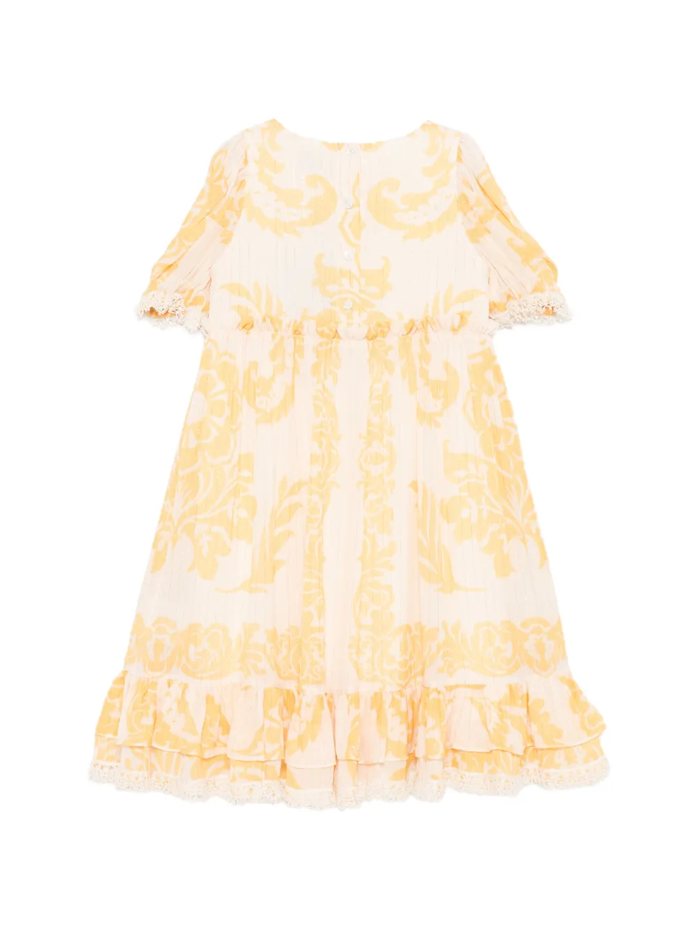 Платье с цветочным кружевным кантом Etro Kids, бежевый — фото 2