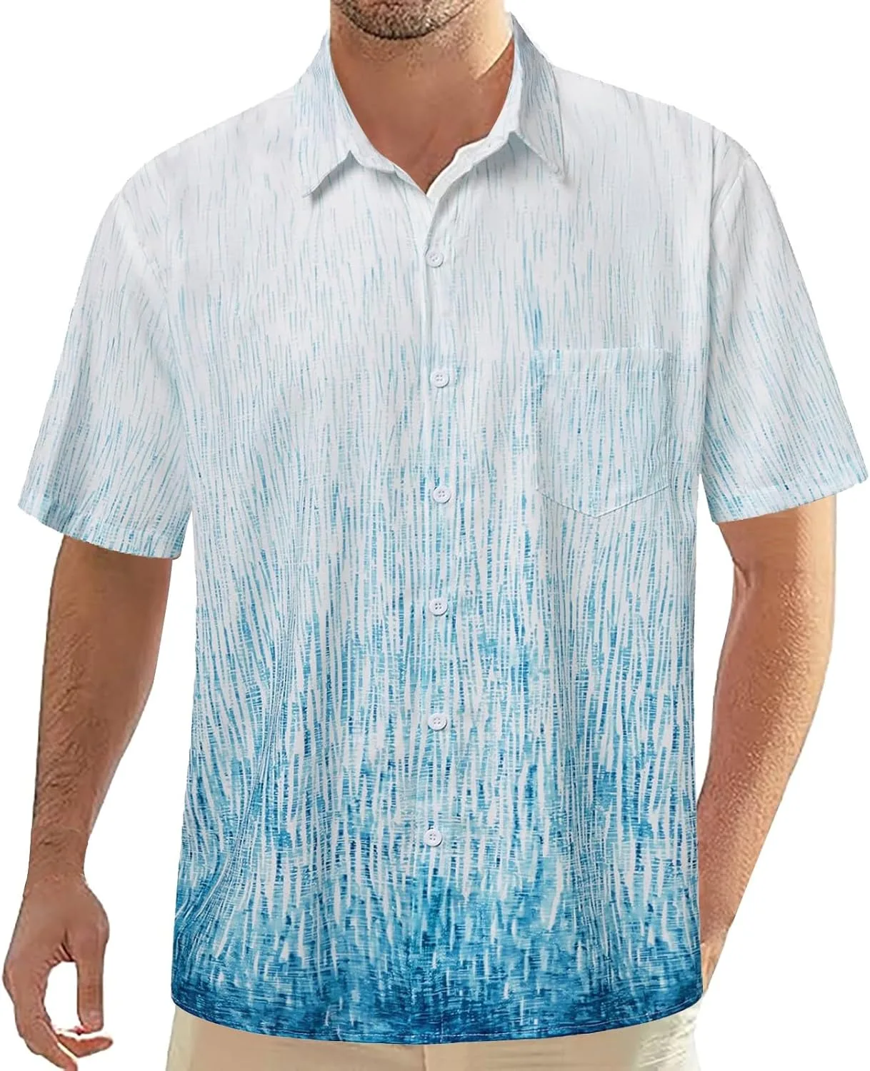 

Градиентная рубашка для мужчин, летняя, с коротким рукавом, Casual