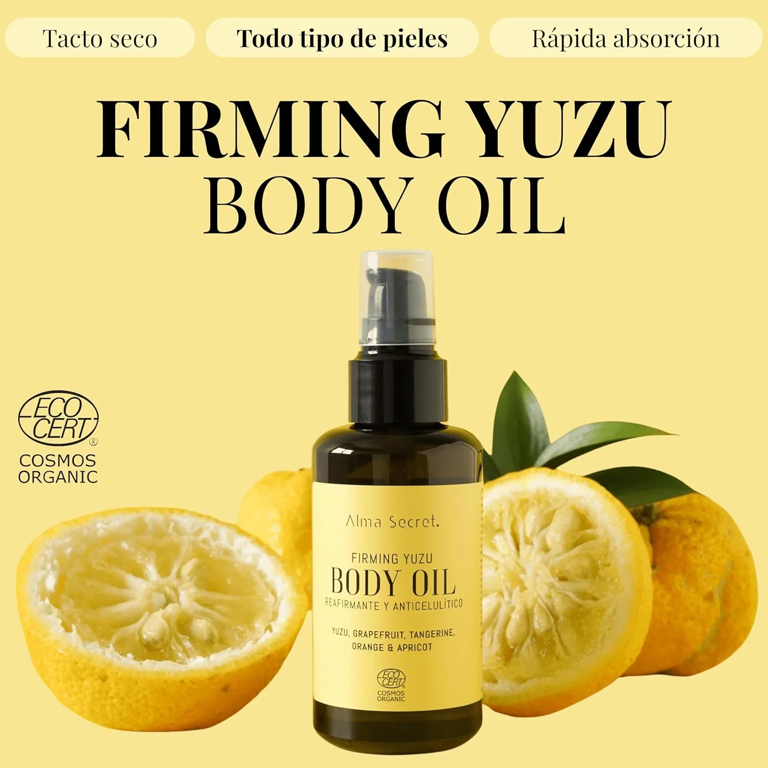Укрепляющее масло для тела «YUZU Body Oil» от Ecocert Cosmos Organic, 100 мл Alma Secret — фото 2