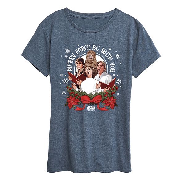 

Футболка с принтом Women's merry force be with you Star Wars, Heather Blue, Синий, Футболка с принтом Women's merry force be with you Star Wars, Heather Blue