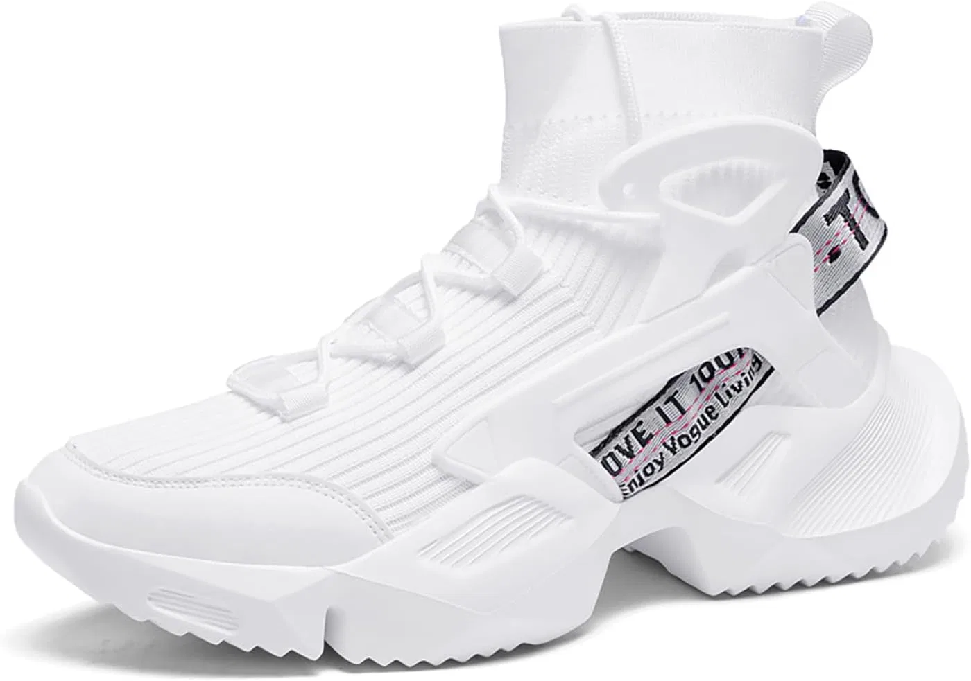 Кроссовки Niepce Inc Streetwear High Top Fashion Men's Knit Chunky Sneakers, White 803