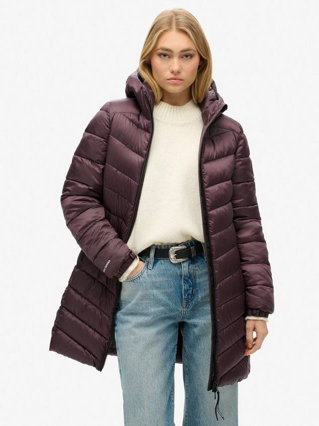 

Мягкое пальто с капюшоном fuji средней длины Superdry, цвет Aubergine Purple