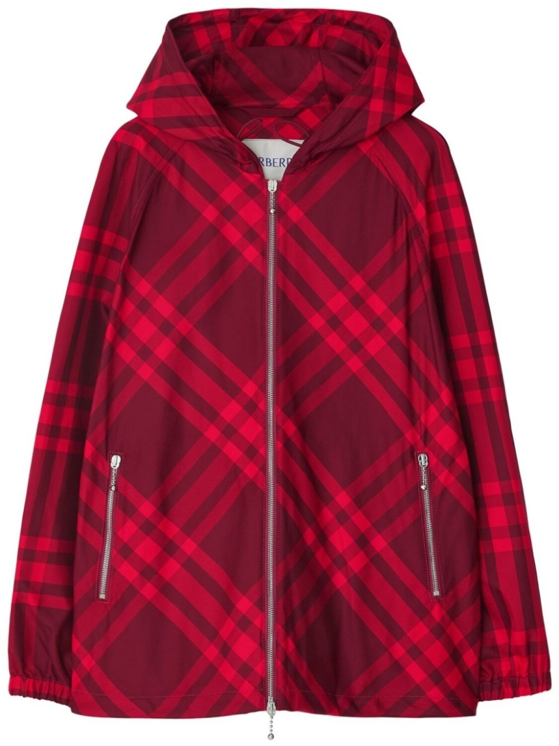 

Burberry клетчатая куртка с капюшоном, розовый