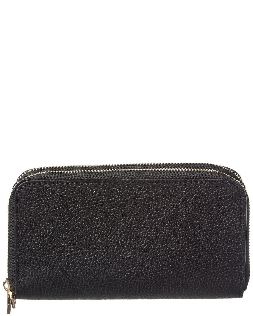

Кожаный континентальный кошелек Persaman New York Xenia на молнии, черный