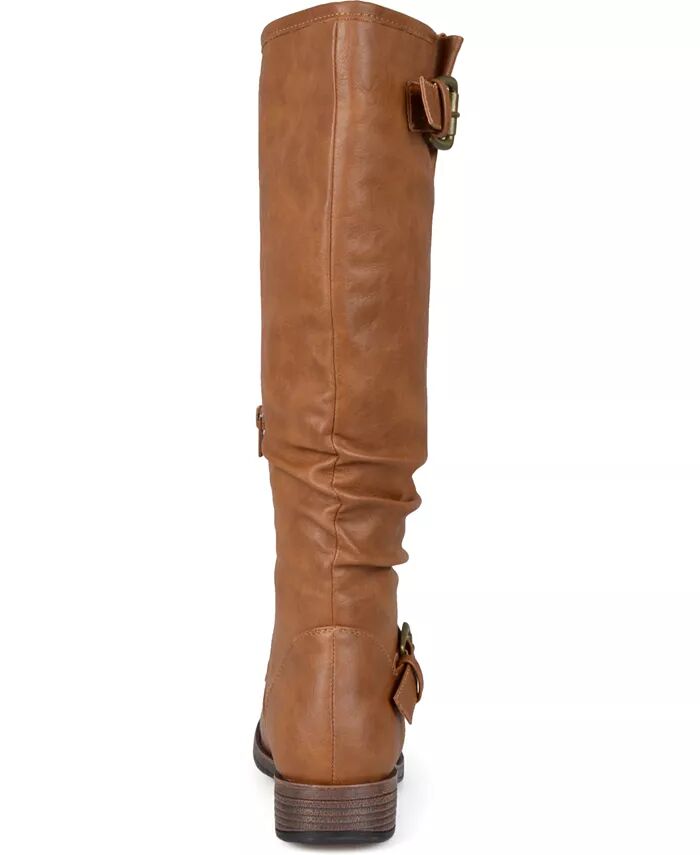 Женские сапоги Stormy Wide Calf с высокими коленями для верховой езды Journee Collection, коричневый/бежевый — фото 3