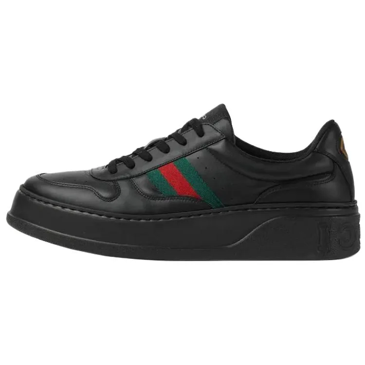 GUCCI Кожаные низкие скейтерские кроссовки мужские черные